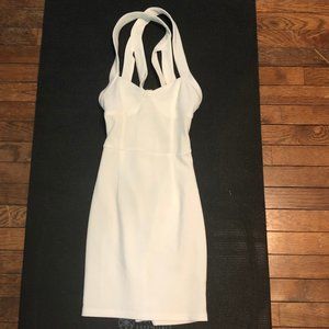 White body-con dress with lattice back